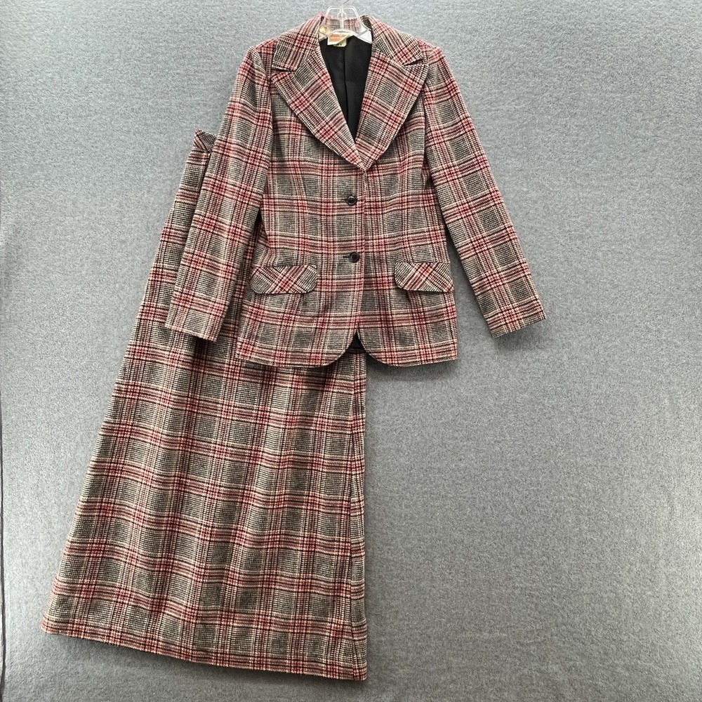 VTG Koret California Skirt Suit Womens 10 Tweed Jacket Maxi Equestrian Country